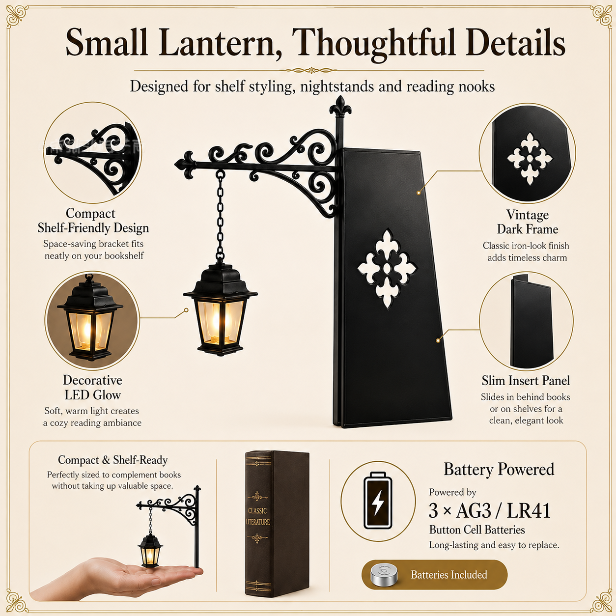 Library Lantern-Decorative Bookshelf Lighting