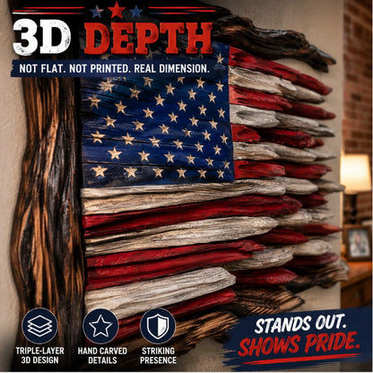 🇺🇸 Handmade Wooden American Flag Wall Art 🔥
