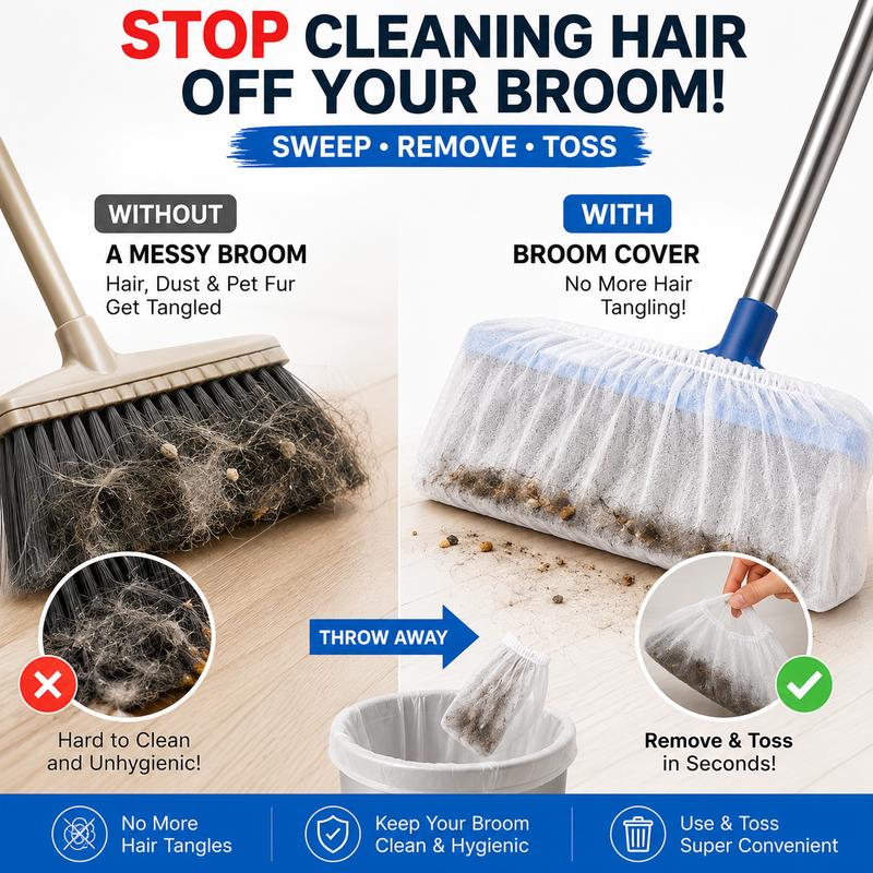 🧹 Disposable Broom Covers – Trap Dust & Hair, Toss the Mess Away🏡