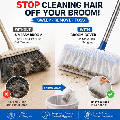 🧹 Disposable Broom Covers – Trap Dust & Hair, Toss the Mess Away🏡