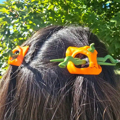 🎃3D Printed Pumpkin Kitty Hair Pin🐾✨