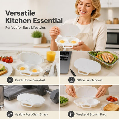 🏆75K+ SOLD!🥚 Microwave Egg Poacher – Quick 2-Egg Cooking Made Easy