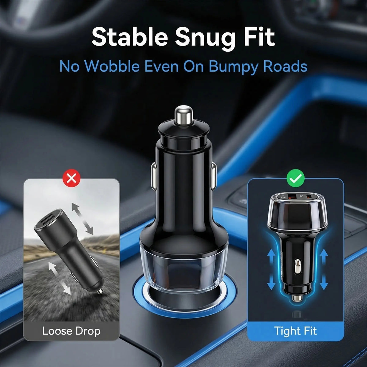 2-in-1 Compact Car Charger GPS Tracker Adapter - 30W Fast Charging USB-C Device, Anti-Lost for Parking Lot Find, Charger Compatible with iPhone+Android Use, Portable Slips Into Your Bag, Toolupgrade