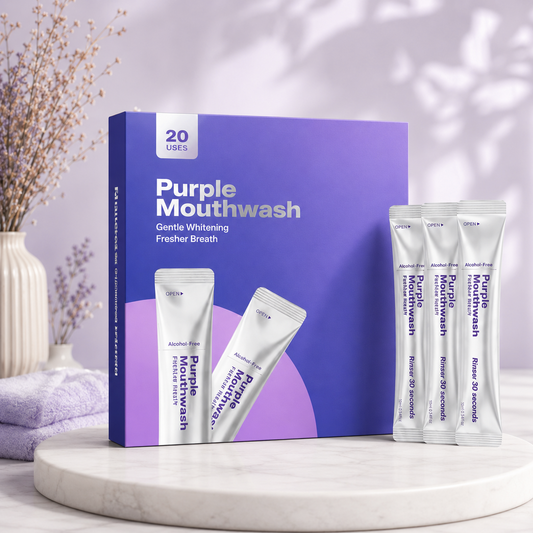 Purple Mouthwash - Sachets 20 Pack - Peroxide-Free - Alcohol Free - Vegan Mint