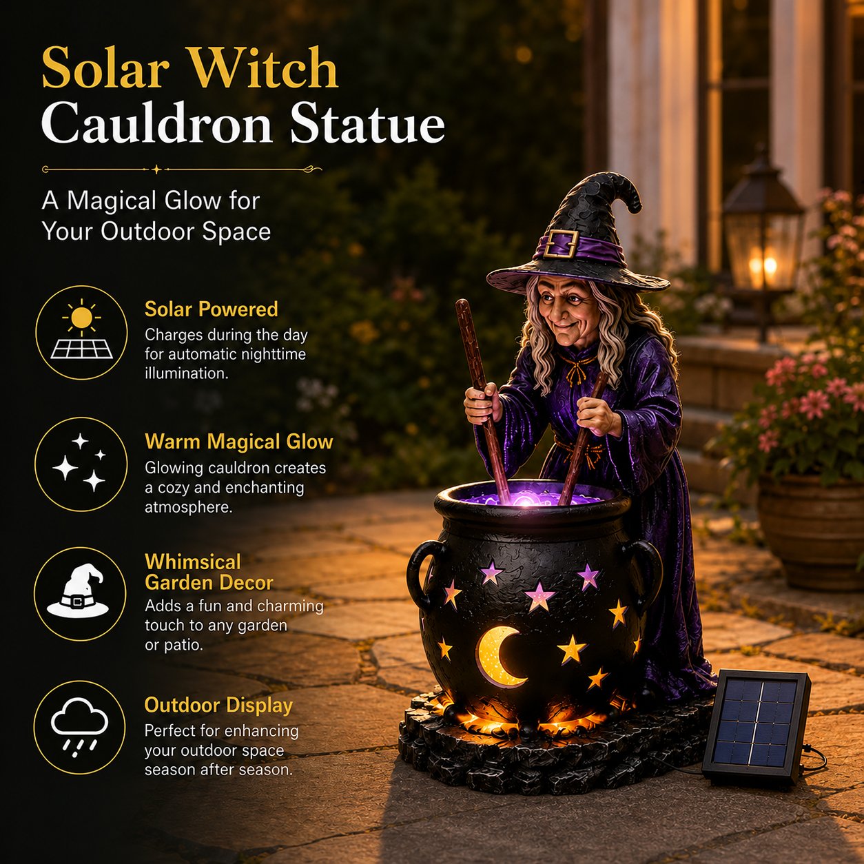 🪄Halloween Witch Glowing Cauldron Solar Light