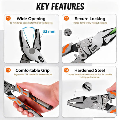 🔩 Self-Locking Ratchet Pliers, 55 Steel Anti-Skid Locking Grip Pliers, Heavy Duty Wire Cutters for Automotive & Plumbing Repair