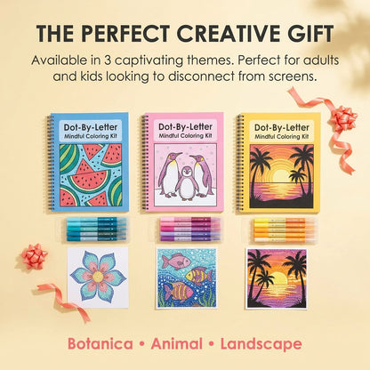 🎨📖Dot-By-Letter Mindful Coloring Kit - 🧠✨Stress Relief Dot Marker Art Set with 20 Hidden Scene(📦Buy 2 Free Shipping)
