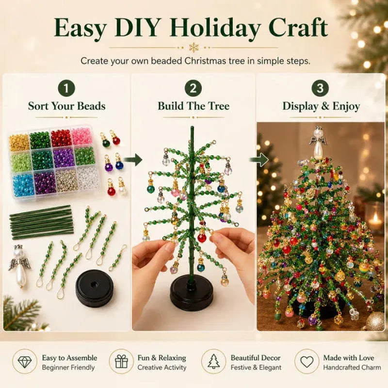 🤶🏼🎅DIY Beaded Christmas Tree Kit – 🎄Create Your Own Sparkling Holiday Decoration