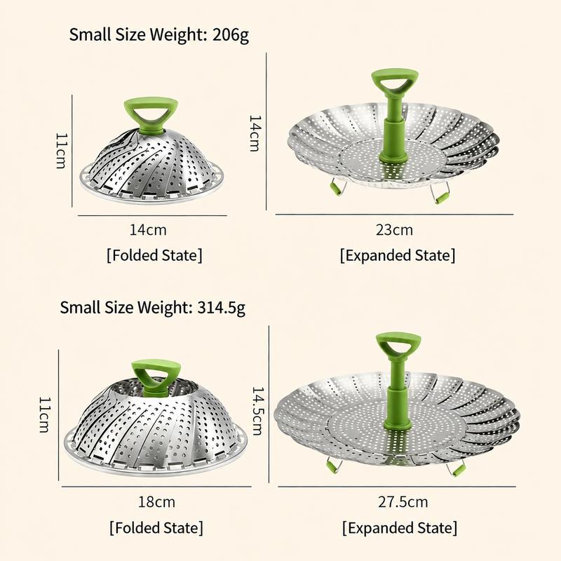 Foldable steamer basket size and weight specifications