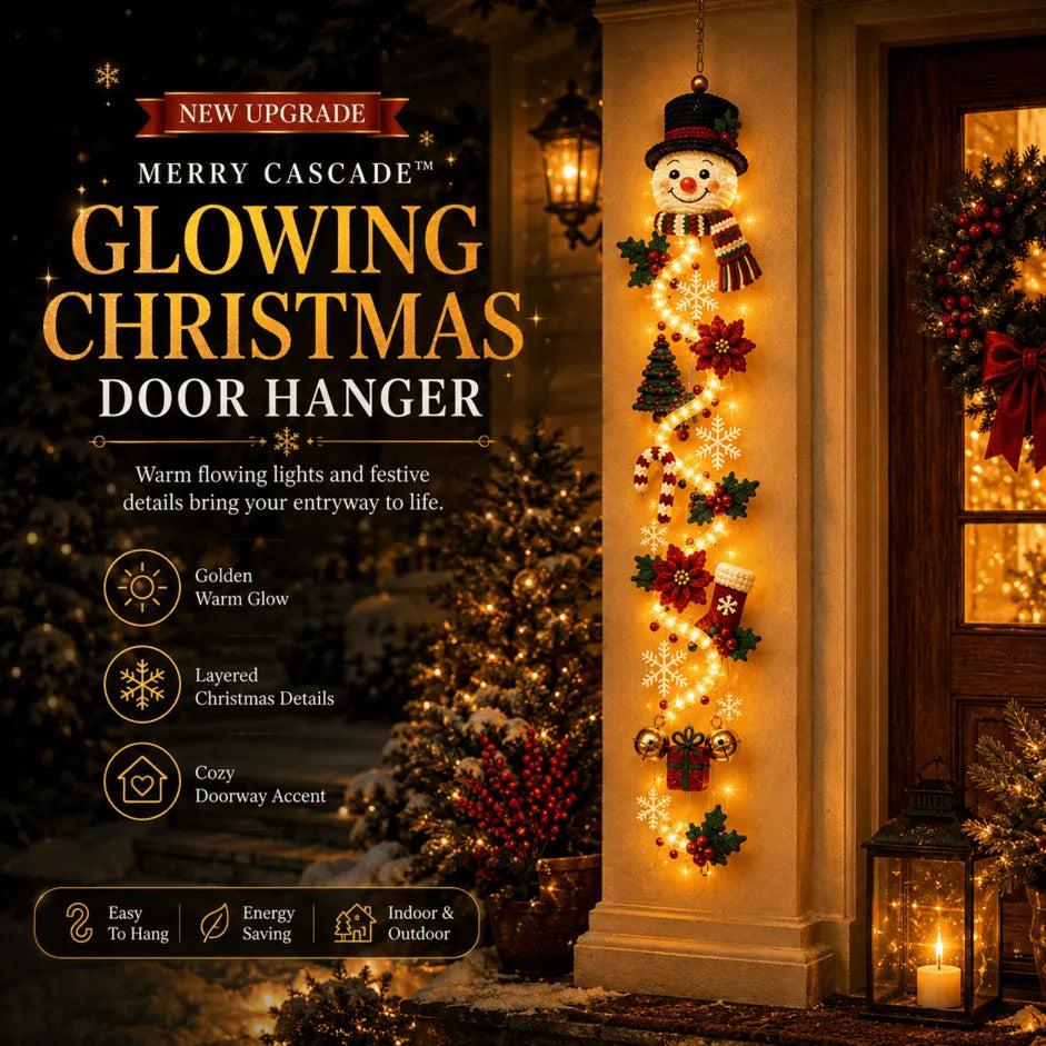 🎄Glowing Christmas Door Hanger | 6 Festive Lighted Designs with Warm Glow, Dimensional Details & Space-Saving Vertical Décor ✨