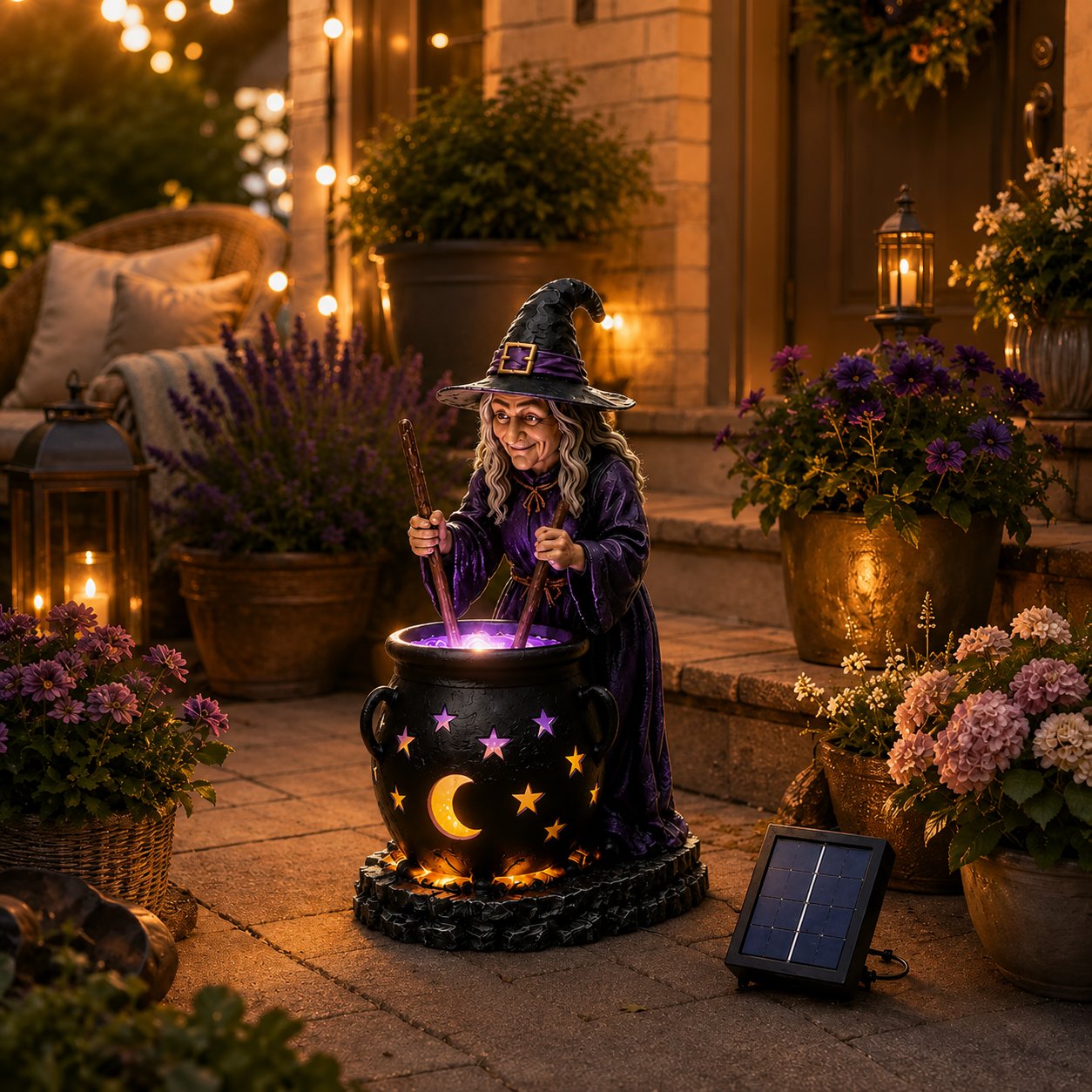 🪄Halloween Witch Glowing Cauldron Solar Light