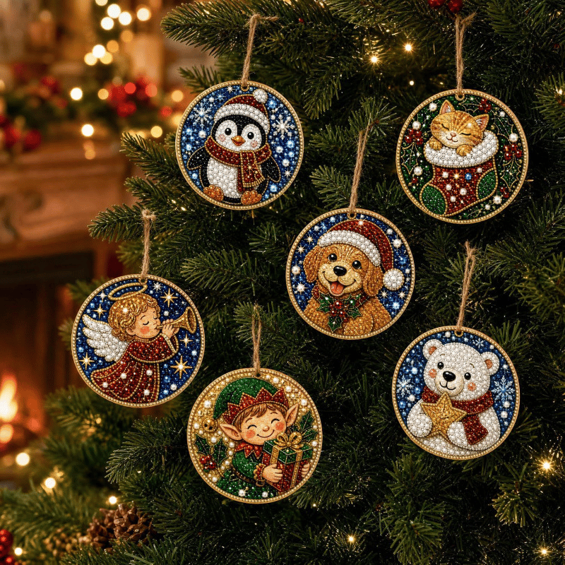 🔥Only $19.99 Last Day Promotion!🎄Christmas DIY Diamond Painting Ornaments Kit (6 PCS)🎅