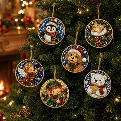 🔥Only $19.99 Last Day Promotion!🎄Christmas DIY Diamond Painting Ornaments Kit (6 PCS)🎅