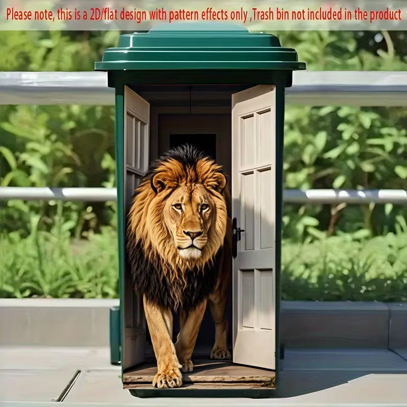 Lion doorway-effect decorative trash can sticker