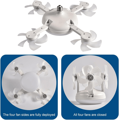 2-in-1 Socket Fan Light – 3-Color Dimmable LED Ceiling Fan with Remote