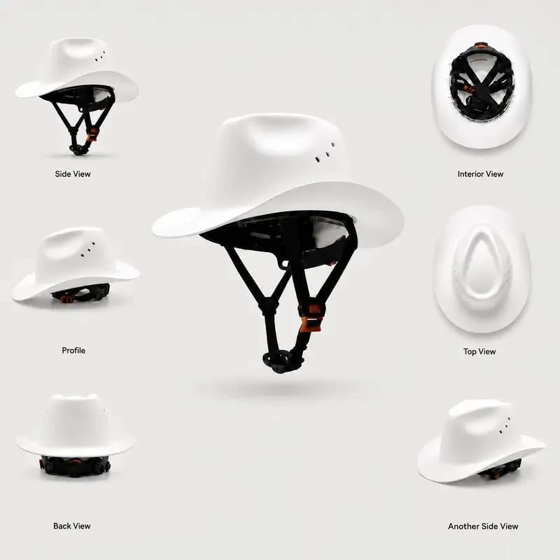 Western Cowboy Hard Hat, Vented Wide Brim Safety Helmet for Construction & Ranch Workers