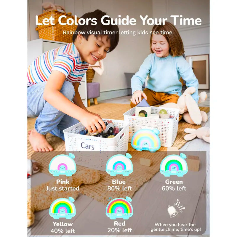 Timer Pal Kids' Educational Maths Toy - BPA-Free Silent Countdown Clock (1-99 Min) with Li-ion Batteries, Night Light, Magnetic Back, Time Management Tool for 4-6 Years Olds' Classroom, Bedtime, Brushing Teeth