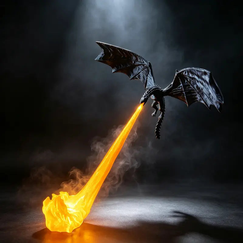 🐉 Fire-Breathing Dragon Figurine Lamp | Gothic Dark Fantasy Desk Decor 🔥