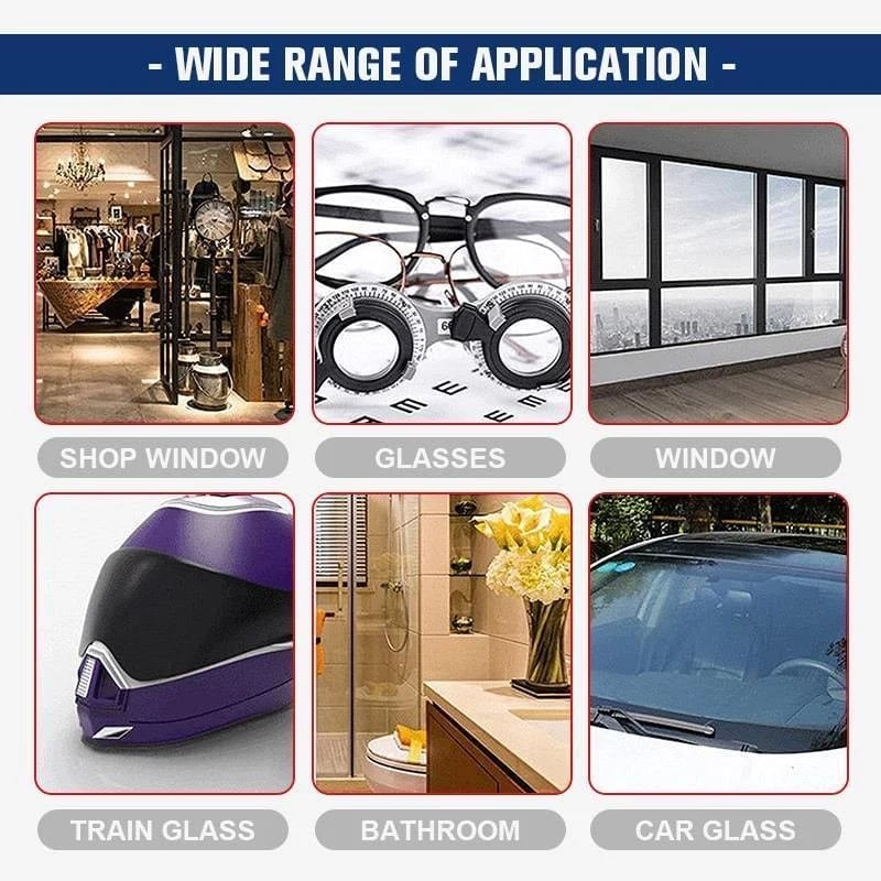 Windshield cleaner application examples including car glass bathroom glass windows and other glass surfaces