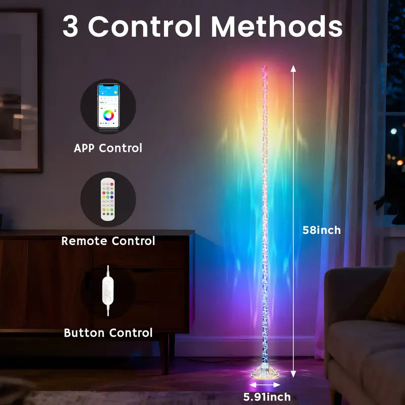 ❤️Crystal Floor Lamp with Magic Color, Smart Floor Lamp with APP&Remote Control
