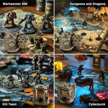 🎲✨ Cyberpunk Metal Dice Set – Premium Polyhedral DND Dice with Spinning Storage Case ⚙️