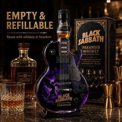 Black - Sabbath Paranoid Guitar Collectible Glass Decanter 🎸