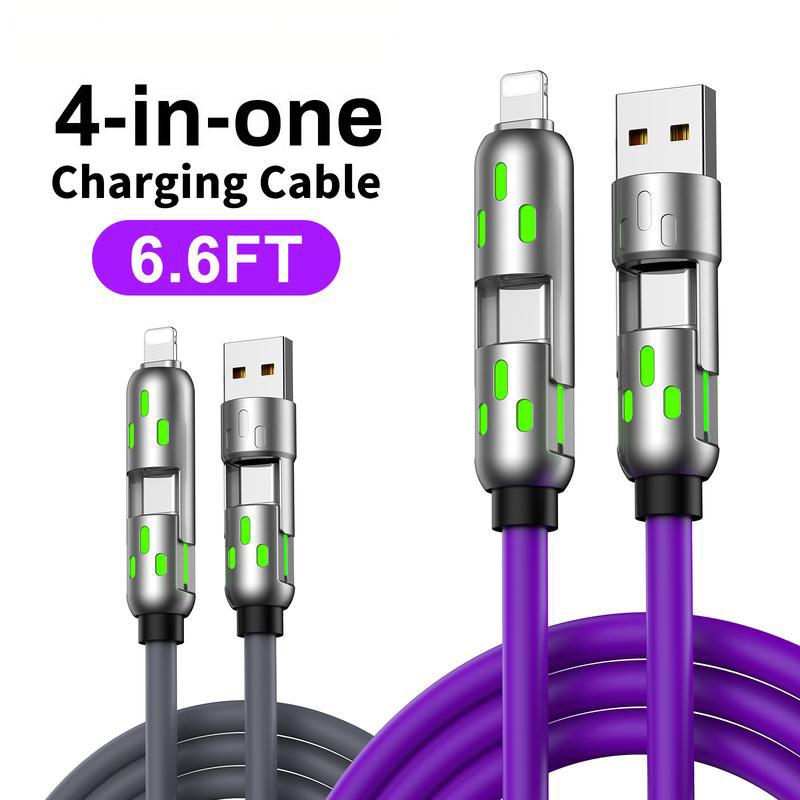 🔌 4-in-1 65W Fast Charging USB Cable, 6.6FT Multi Device Charging Cord 2 Pack