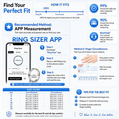 Hitienx Smart Ring 3, Fitness Tracker with 24/7 Sleep Tracking, Heart Rate