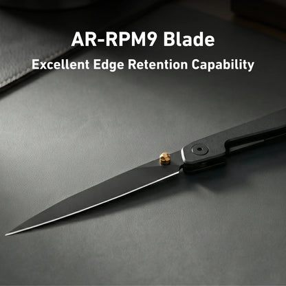🔥Last Day Sale 50% OFF🎉Lanky Liner Lock Front Flipper Knife Black Aluminum Handle