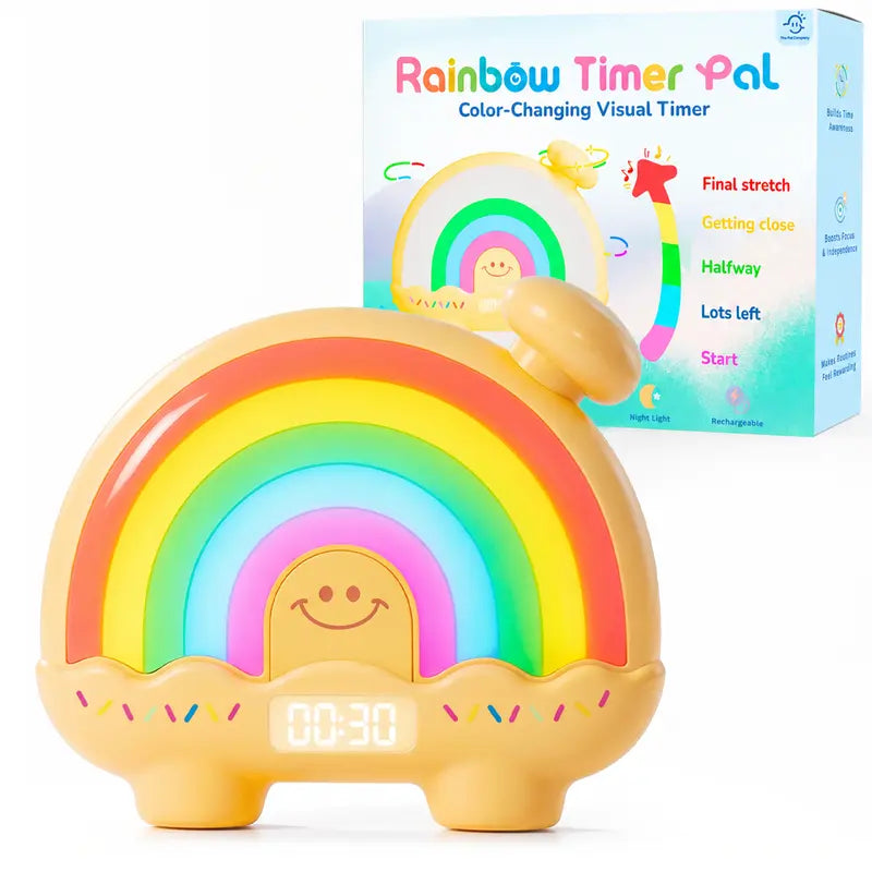 Timer Pal Kids' Educational Maths Toy - BPA-Free Silent Countdown Clock (1-99 Min) with Li-ion Batteries, Night Light, Magnetic Back, Time Management Tool for 4-6 Years Olds' Classroom, Bedtime, Brushing Teeth