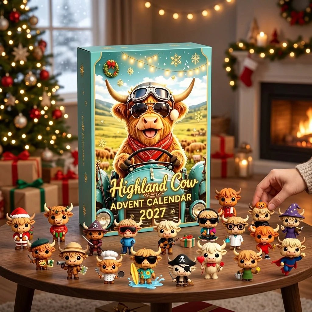 🐮✨Highland Cow Advent Calendar 2027 | Cute Highland Cow Mini Figurines Advent Box