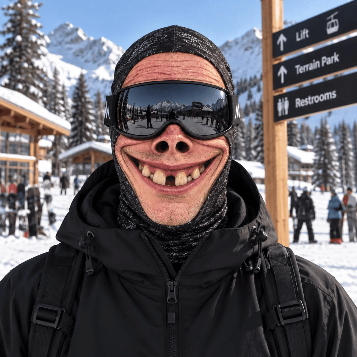🎿 Realistic Face Balaclava – Funny Ski & Snowboard Mask for Cold Weather Adventures