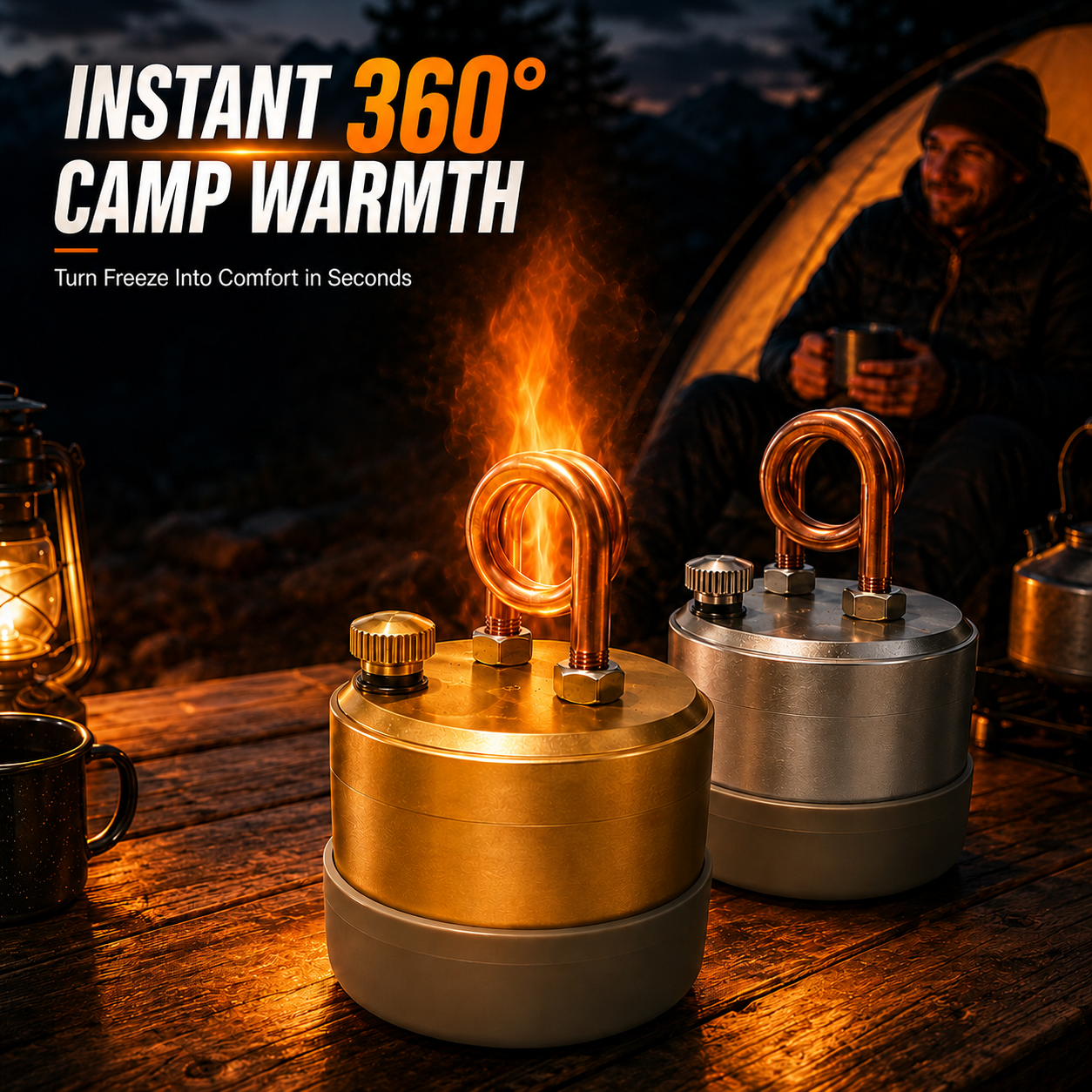 Ultra-Portable Brass & Copper Vaporizing Alcohol Stove for Camping