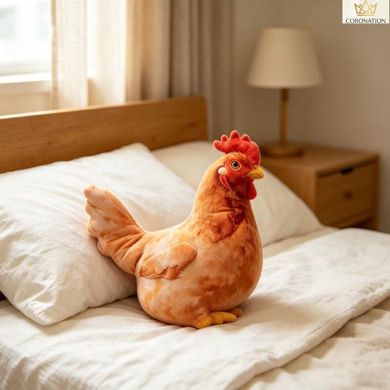 🐔Chicken-Shaped Plush Pillow - Cute Hen Stuffed Animal, Realistic Look Home Decorative Cushion🎁