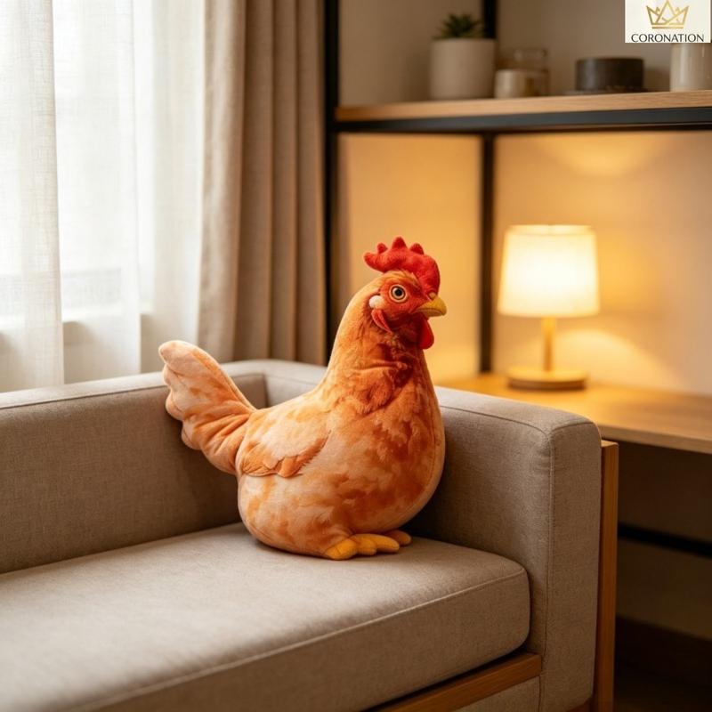 🐔Chicken-Shaped Plush Pillow - Cute Hen Stuffed Animal, Realistic Look Home Decorative Cushion🎁