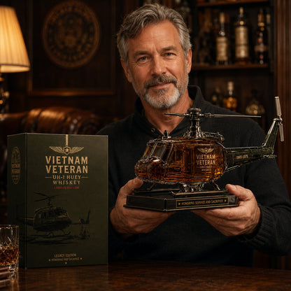 UH-1 Huey Helicopter Veteran Whiskey Decanter – Premium Vietnam Service Memorial Collectible