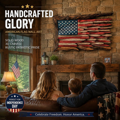 🇺🇸 Handmade Wooden American Flag Wall Art 🔥