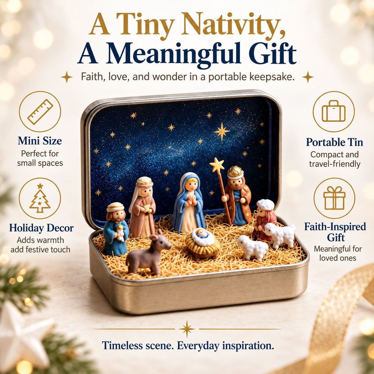 🔥Last Day 49% OFF - ✝️Religious Pocket-Size Mini Nativity Scene Set with Storage Box