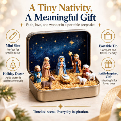 🔥Last Day 49% OFF - ✝️Religious Pocket-Size Mini Nativity Scene Set with Storage Box