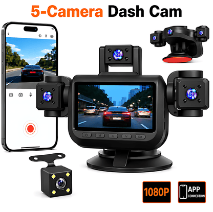 5-Camera 1080P Dash Cam | 360° Full Coverage Recording
