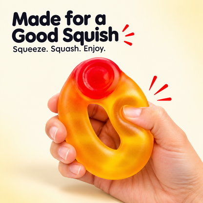 Hand squeezing the friendship ring squishy toy