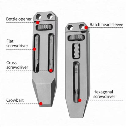 🪛Pocket Titanium Pry Bar Multi-Tool | 4-in-1 Bottle Opener & Wrench | Grade 5 Titanium | Keychain Everyday Carry