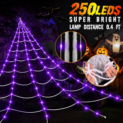 🎃 Giant LED Halloween Spider Web with Glowing Red-Eye Spider | Outdoor Decor 🕷️