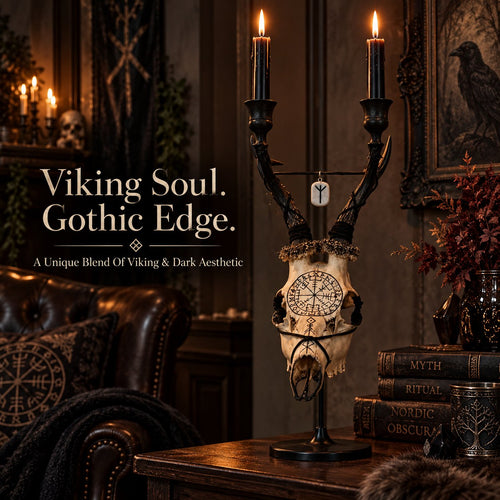 💀 Viking skull decorative candlestick