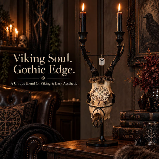 💀 Viking skull decorative candlestick