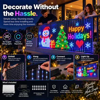 ✨ Turn Your Balcony Into A Giant LED Light Show! 🎄 Smart 400-LED Animated Mesh Screen 🎆📱