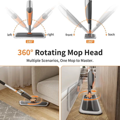 360° Swivel Fine-Mist Spray Mop (Includes 4 Washable Pads)