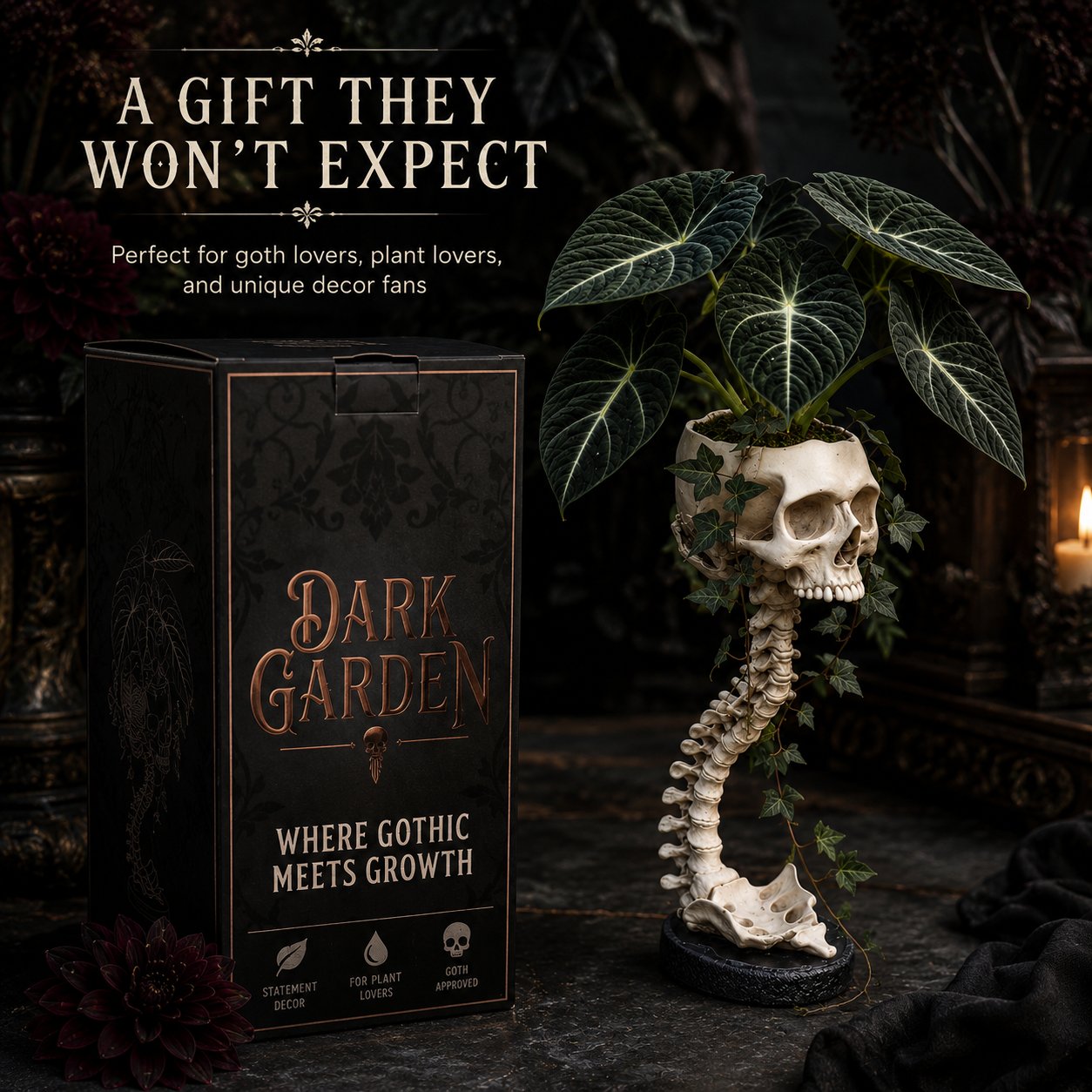 💥 LAST DAY 49% OFF - 💀🌿 Sculptured Skull Flowerpot