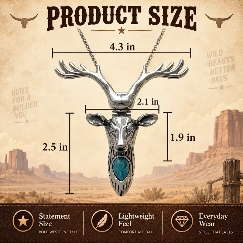 Western Skull Pendant Necklace & Belt Clip