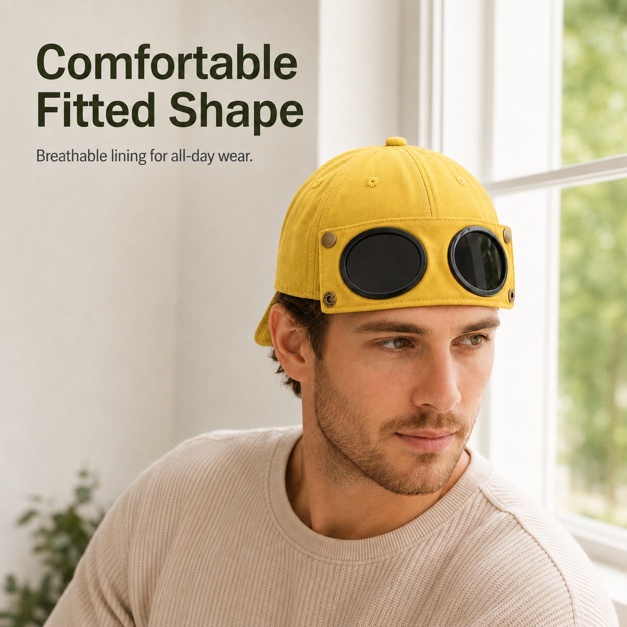 Men's Korean-Style Pilot Baseball Cap - Personalized Glasses-Ready Vintage Washed Cotton Hat for Street Fashion & Daily Outfit
